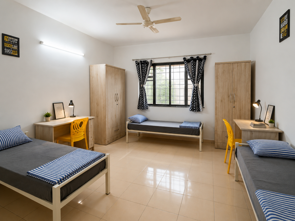 Fully furnished boys PG room near MIT College Kothrud Pune — RVDIGHE Hostel